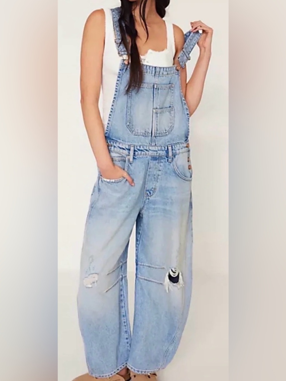 Free People We the Free Good Luck Barrel Overalls